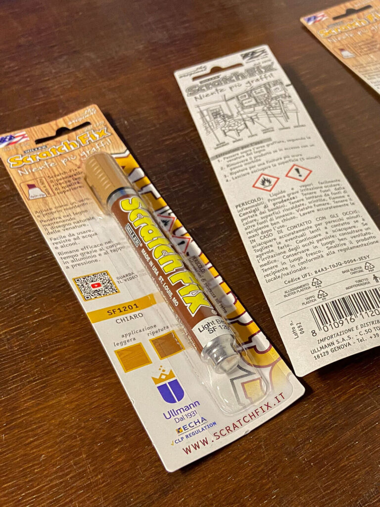 Blister del Pennarello Scratch fix, distribuito da Ullmann dal 1985